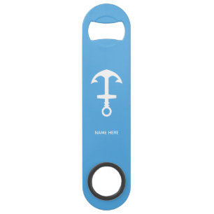 Sky Blue Bottle Opener Custom Text Bar Key Gift