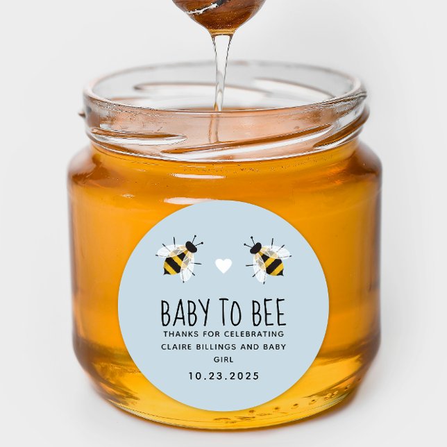 Sky Blue Boy Baby to Bee Honey Shower Favour Classic Round Sticker (Creator Uploaded)