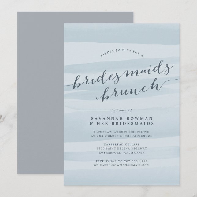 Sky Blue Bridesmaids Brunch Invitation (Front/Back)