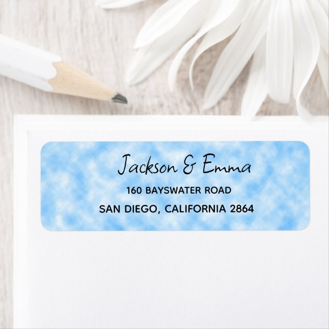 Sky Blue, bright Cloud Return Address Label (Insitu)
