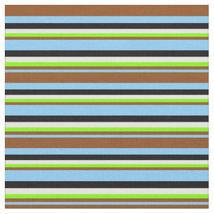 Sky Blue, Brown, Chartreuse, Mint Cream & Black Fabric