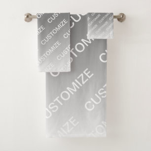 Sky Blue (changeable color!) Ombre & Text Pattern Bath Towel Set