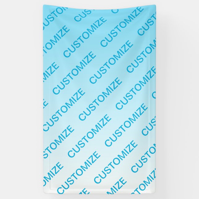 Sky Blue (changeable colour!) Ombre & Text Pattern Banner (Vertical)