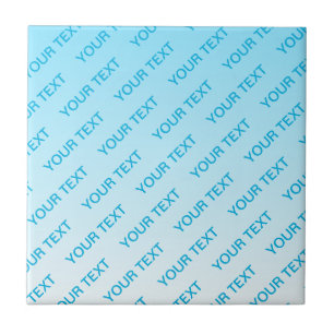 Sky Blue (changeable colour!) Ombre & Text Pattern Ceramic Tile