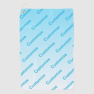 Sky Blue (changeable colour!) Ombre & Text Pattern Golf Towel