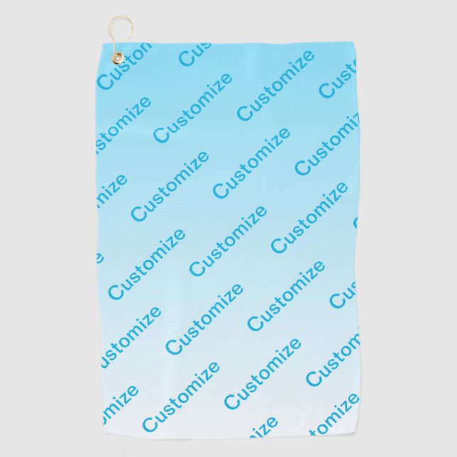 Sky Blue (changeable colour!) Ombre & Text Pattern Golf Towel (Front)