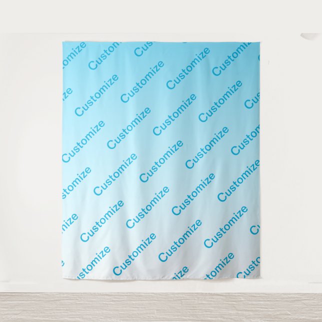 Sky Blue (changeable colour!) Ombre & Text Pattern Tapestry (Front)