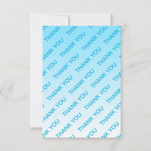 Sky Blue (changeable colour!) Ombre & Text Pattern Thank You Card