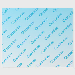 Sky Blue (changeable colour!) Ombre & Text Pattern Wrapping Paper