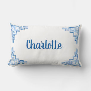 Sky Blue Chinoiserie Name Lumbar Cushion