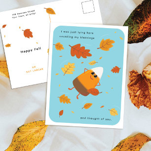 Sky Blue Chocolate Candy Corn Thanksgiving Holiday Postcard