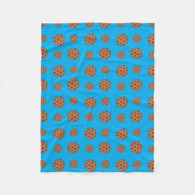 Sky blue chocolate chip cookies pattern fleece blanket (Front)
