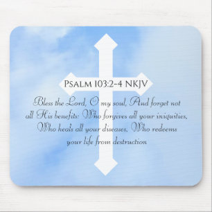 Sky Blue Christian Healing Bible Verse Get Well Mouse Pad