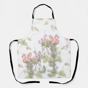 Sky blue cloudy and Flamingo's Repeat Print  Apron
