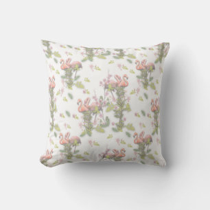 Sky blue cloudy and Flamingo's Repeat Print Cushion