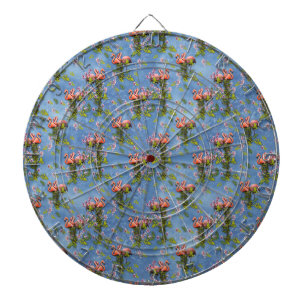 Sky blue cloudy and Flamingo's Repeat Print Dartboard