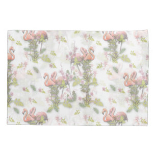 Sky blue cloudy and Flamingo's Repeat Print Pillowcase
