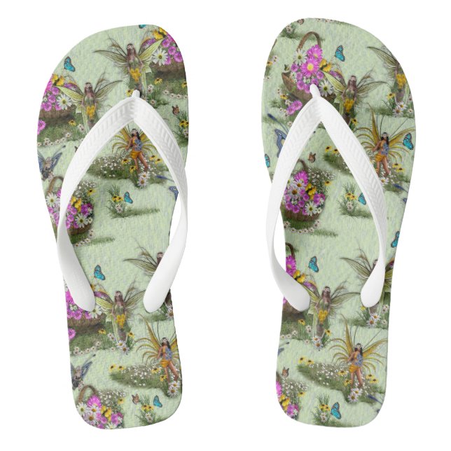 Sky blue cloudy and Flamingo's Repeat Print Thongs (Footbed)