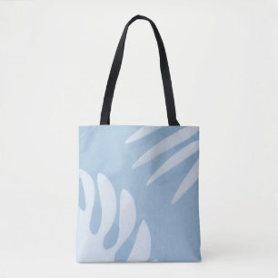 Sky Blue Coastal Palm Leaf Tote Bag