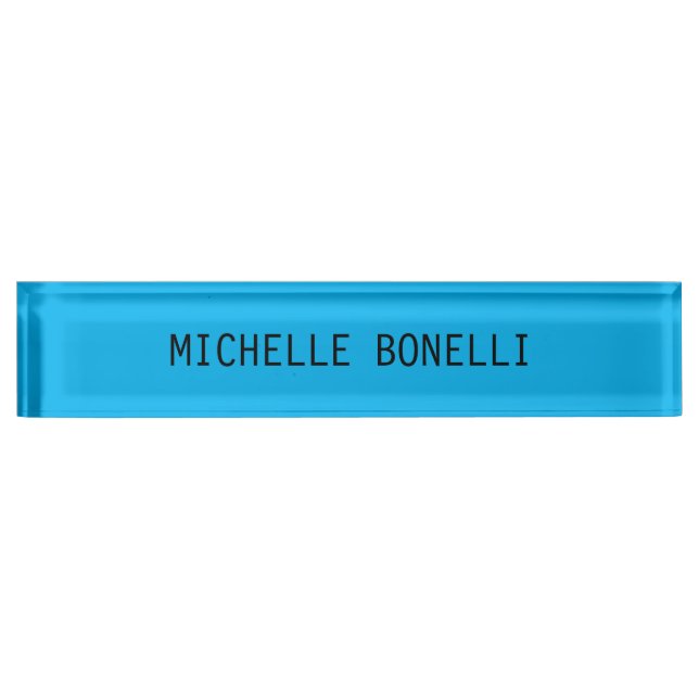 Sky Blue Colour Minimalist Plain Legible Modern Nameplate (Front)