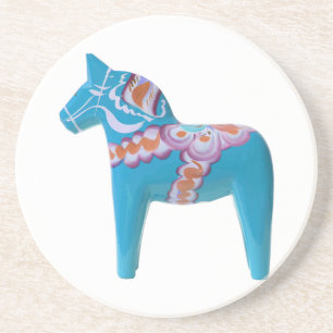 Sky Blue Dala Horse Coaster