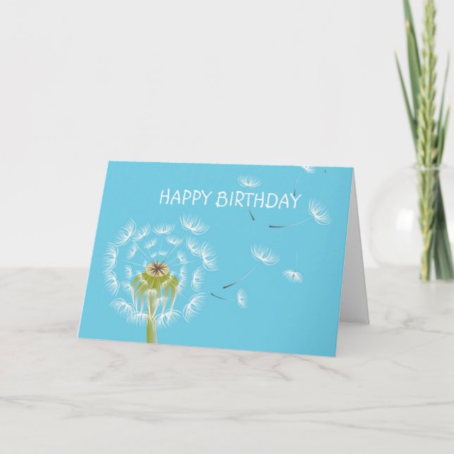 Sky Blue dandelion floral nature Card (Front)