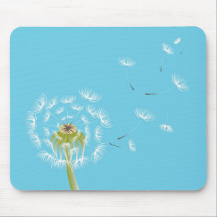 Sky Blue dandelion floral nature Mouse Pad