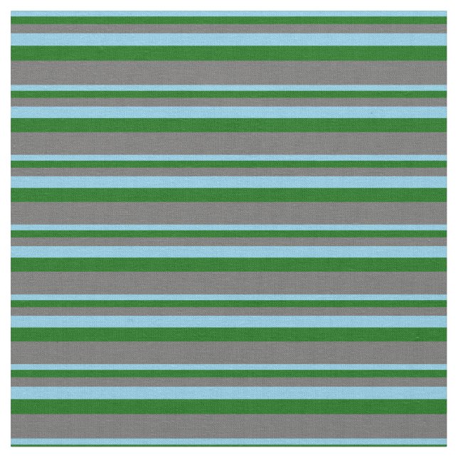 Sky Blue, Dark Green, and Dim Grey Coloured Lines Fabric (Close Up)