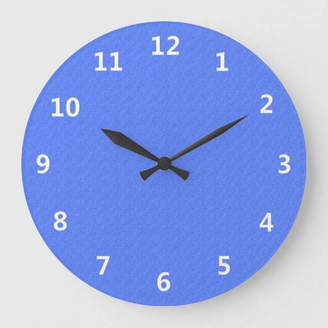 Sky Blue Denim Look with Twelve White Numbers Large Clock (Front)
