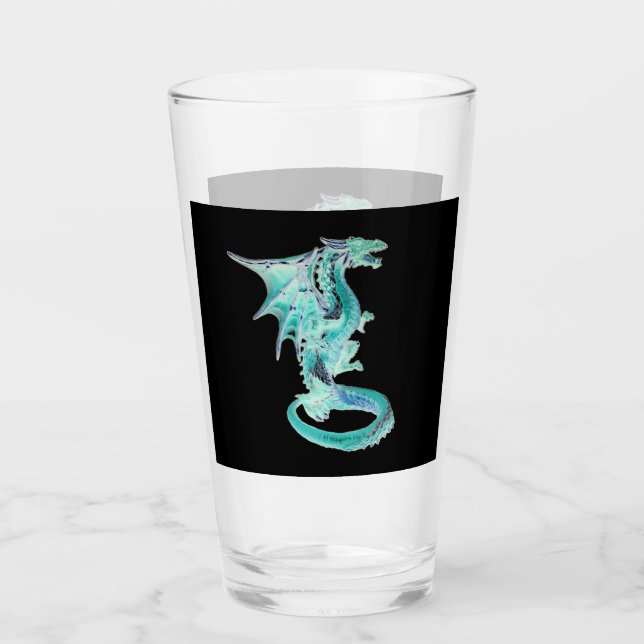 Sky Blue Dragon Majestic Fantasy Creature Glass (Front)
