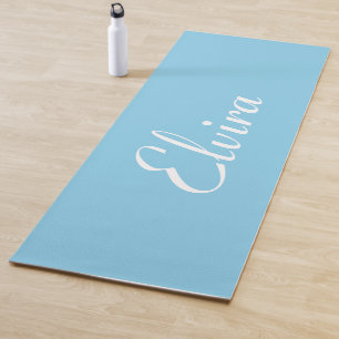 Sky Blue Elegant Name Stylish Trendy Yoga Mat