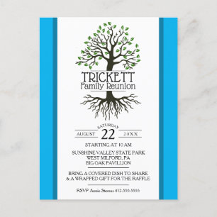 Sky Blue Family Tree Family Reunion Invitation Postcard