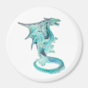 Sky Blue Fantasy Dragon Square or Circle Magnets