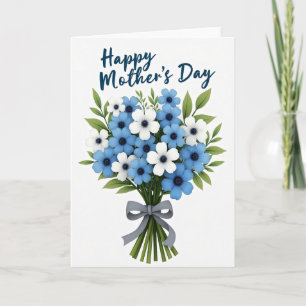Sky Blue Floral Mothers Day Card