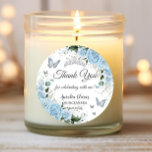 Sky Blue Floral Princess Dress Silver Quinceañera Classic Round Sticker<br><div class="desc">Personalise these lovely sticker labels with your own wording easily and quickly. Simply click the Edit Using Design Tools button to further edit the text, wording, font style, font size, font colour, add more text, move or remove some images. The butterflies and crown are moveable, resizable, multipliable and removable. Customise...</div>