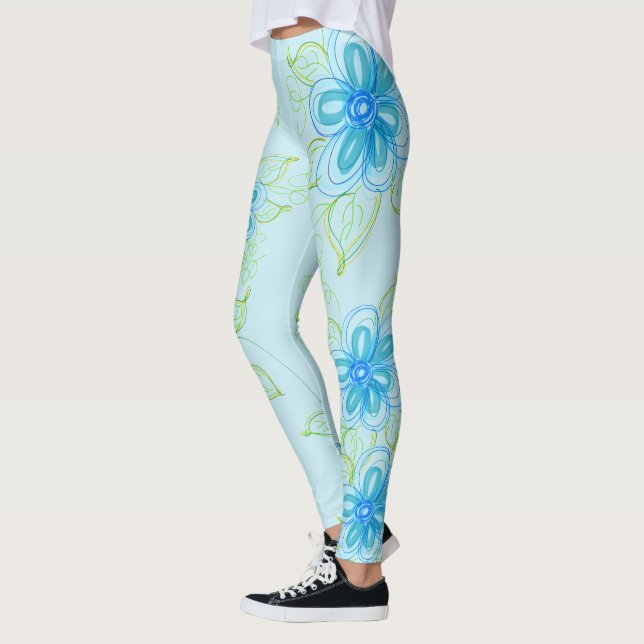 Sky Blue Flowered Leggings (Left)