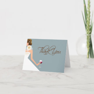 sky blue fold thank you note card bridal shower