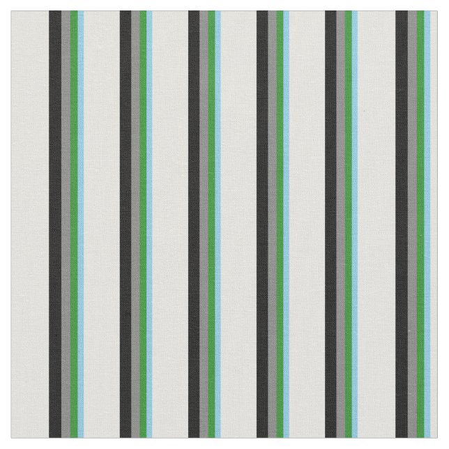 Sky Blue, Forest Green, Grey, Black & Light Cyan Fabric (Close Up)