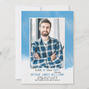 Sky Blue Frame Graduation Invitation