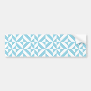 Sky Blue Geometric Deco Cube Pattern Bumper Sticker