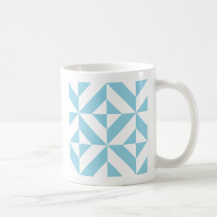Sky Blue Geometric Deco Cube Pattern Coffee Mug