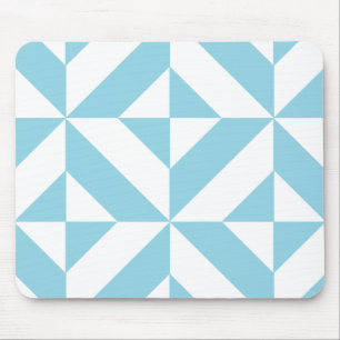 Sky Blue Geometric Deco Cube Pattern Mouse Pad