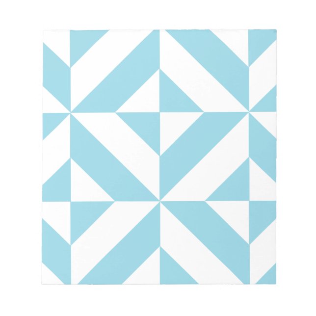 Sky Blue Geometric Deco Cube Pattern Notepad (Front)