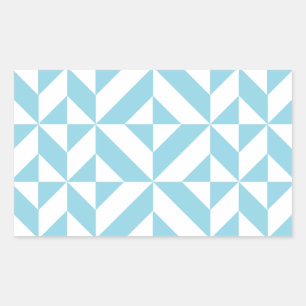 Sky Blue Geometric Deco Cube Pattern Rectangular Sticker