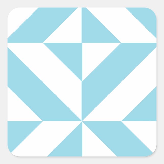 Sky Blue Geometric Deco Cube Pattern Square Sticker (Front)