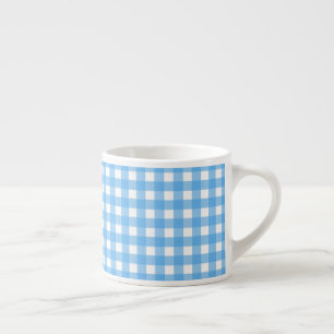 Sky blue gingham espresso cup