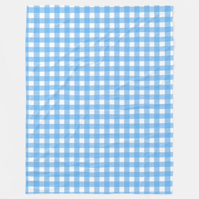 Sky blue gingham fleece blanket (Front)