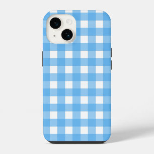 Sky blue gingham iPhone 14 case