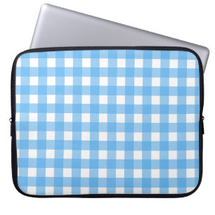 Sky blue gingham laptop sleeve