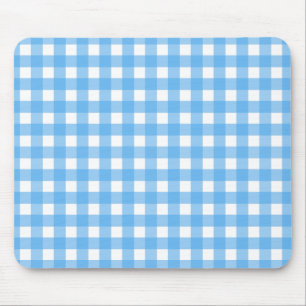 Sky blue gingham mouse pad